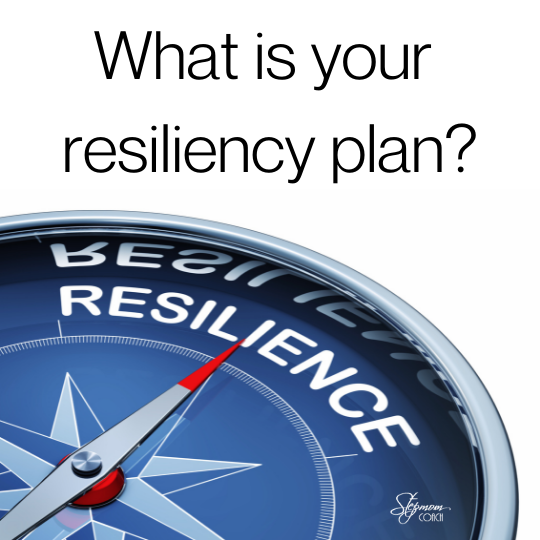 compass with word resiliency, Words on white background - What is your resiliency plan?